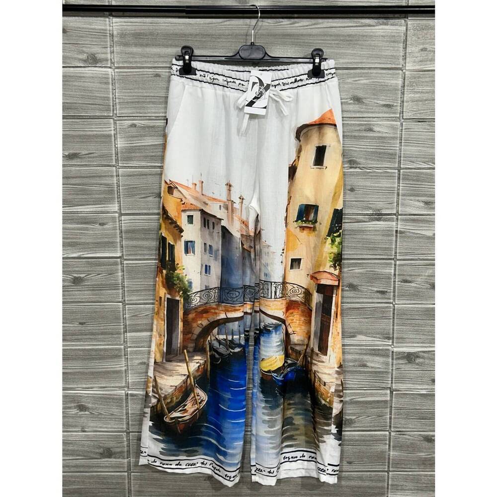 NEW OZ women's italian wide leg pants in multi